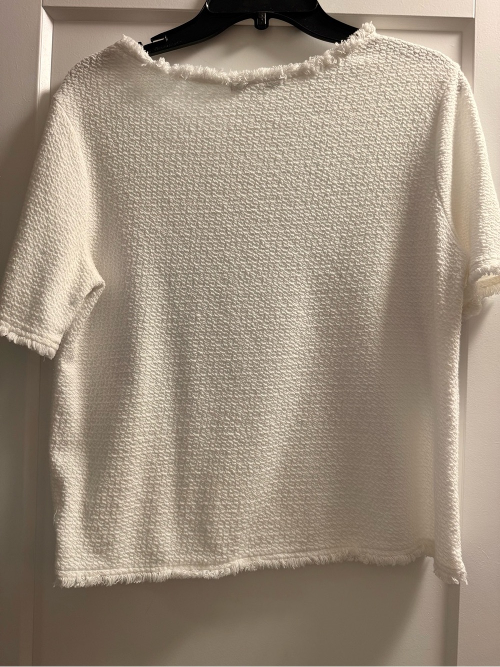Green Envelope White Textured Short-Sleeve Top Sz M